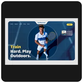 Dark mode sports club and tennis arena web portal UI UX design